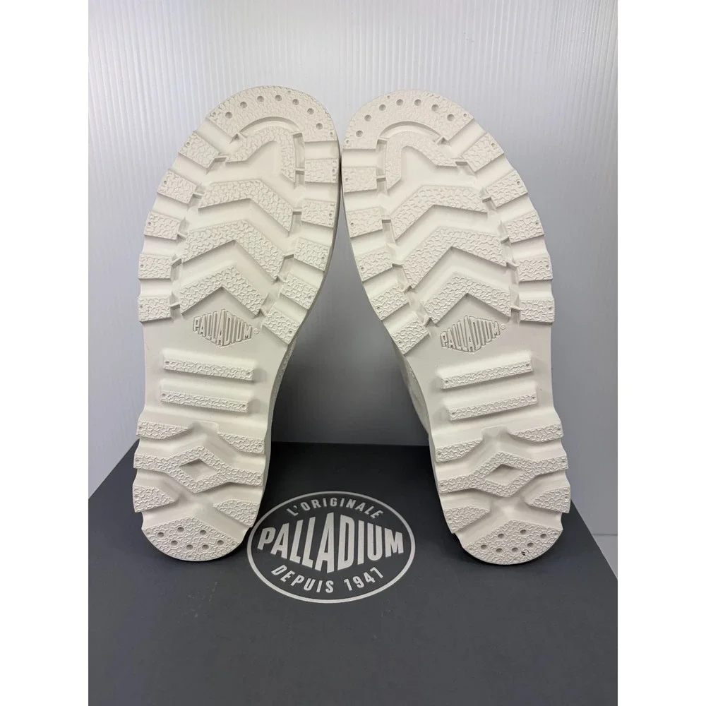 Palladium Pampa Hi Womens 8.5 Star White Canvas Ankle Combat Boots Lug Sole